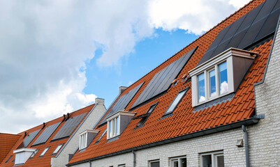 Solar Panel House Roof Generator Energy The Hague Netherlands Blue Sky Sun