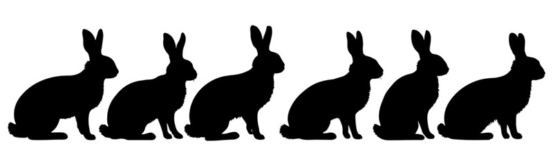 set of rabbit silhouette illustration