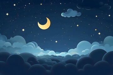 Fototapeta premium Minimalist 3D Starry Night Sky Logo for Cosmic Branding and Design