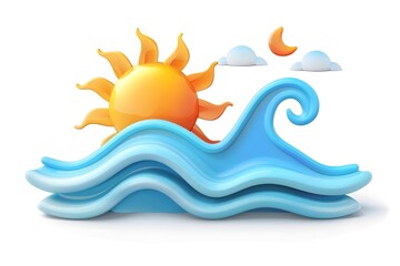 Fototapeta premium Minimalist Sun and Waves Logo Design for Beach Summer and Nature Branding