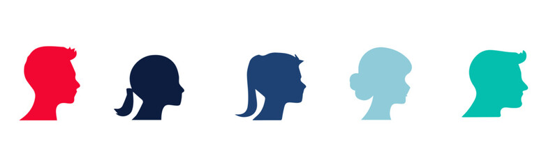 set of face illustration silhouette 
