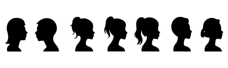 set of face illustration silhouette 