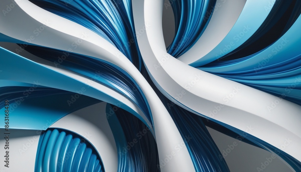 Poster vibrant three-dimensional illustration featuring a dynamic, twisted shape set against a modern backg