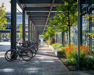 Sustainability concepts: bicycles parked in a city