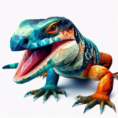 Fototapeta premium Low Polygon Style Animal lizard isolated on a White Background - Modern and Colorful Geometric Art