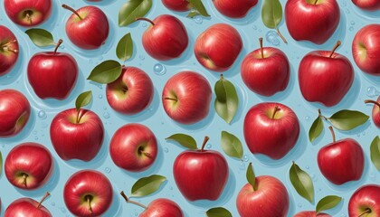 Seamless pattern of vibrant red apples, perfect for repeating and tileable designs