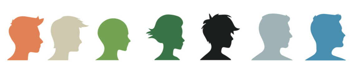 set of face illustration silhouette 