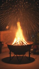 Traditional Indian Lohri Celebration Bonfire Illustration for Festive Hindu Party