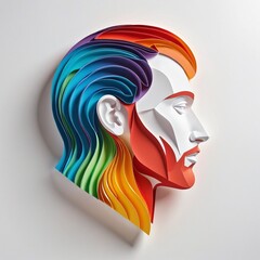 Psychotherapy through folded paper: layered illustration of a creative mind on a white background