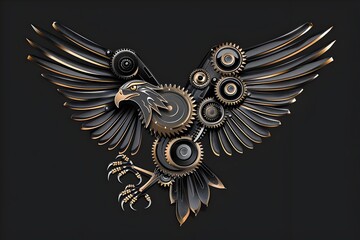 Obraz premium Mechanical Eagle Logo Design for Industrial or Tech Brand Identity