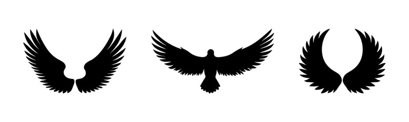 set of wings silhouette illustration
