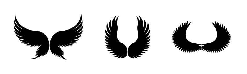 set of wings silhouette illustration