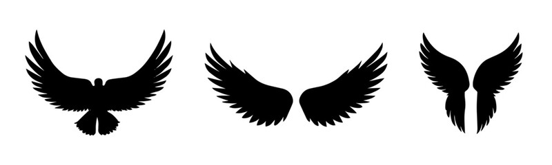 set of wings silhouette illustration
