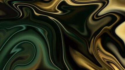 4K Gold design elements on a background of green and grey design, abstract marble alcohol ink background with flowing texture, luxury.
