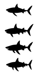 set of shark silhouette illustration 