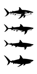 set of shark silhouette illustration 