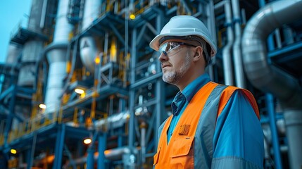 Manager in an energy plant overseeing operations, watercolor style, power management