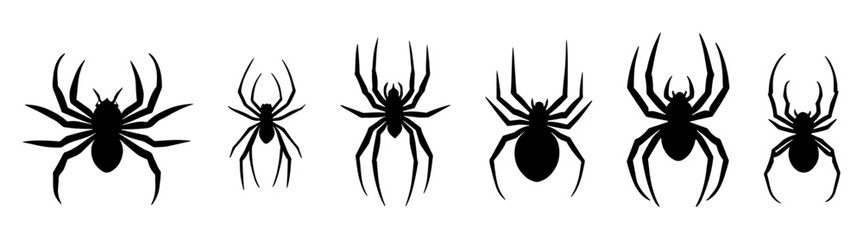 set of spider silhouette vector design