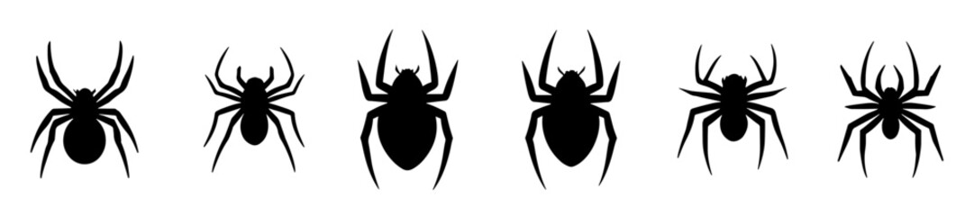 set of spider silhouette vector design