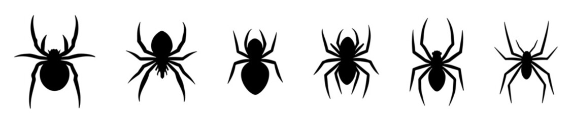 set of spider silhouette vector design