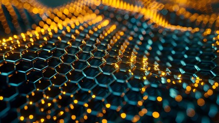 Intricate Bioluminescent Beehive Pattern with Ethereal Glitch Art Aesthetics