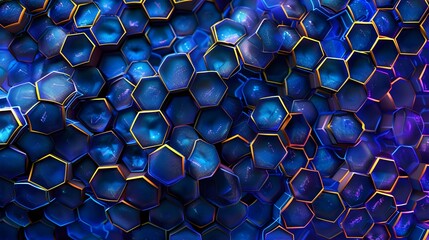 Intricate Bioluminescent Beehive Pattern with Ethereal Glitched Afrofuturistic Generative Render