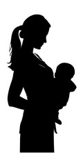 woman with a baby silhouette stock illustration