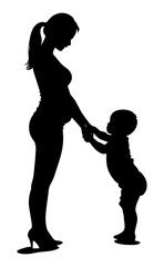 woman with a baby silhouette stock illustration