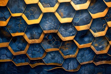 Mesmerizing Afro-Futuristic Abstract Beehive Backdrop with Radial Hexagon Patterns and Flowing Honeycomb Ripples