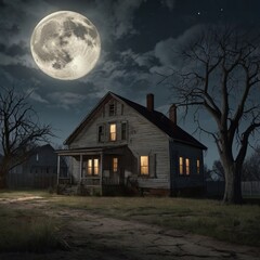 A realistic scene, an old house from the 1950s
