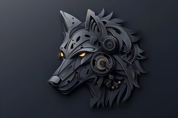 Obraz premium Sleek Mechanical Wolf Logo Minimalist Animal Symbol