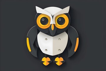 Obraz premium Sleek Robotic Owl Logo Simple of Cute Cartoon 3D Bird Icon