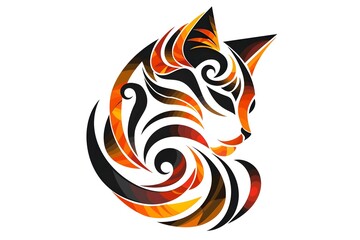 Fototapeta premium Stylized 3D Tribal Cat Logo for Branding and Identity