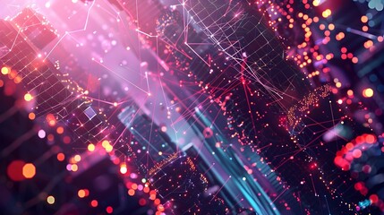 Captivating Abstract Technological Backdrop with Intricate Molecular Structures and Glowing Data Connections