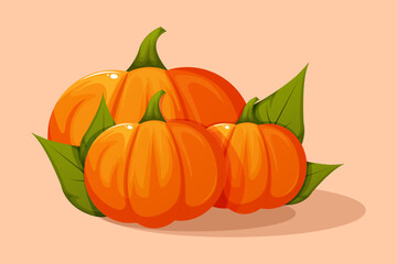 Vector illustration of autumn pumpkin. Harvesting. Pumpkin composition. Pumpkin design
