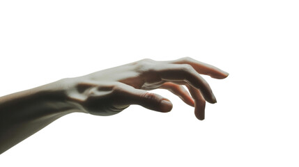 A hand wants to touch something on transparent background
