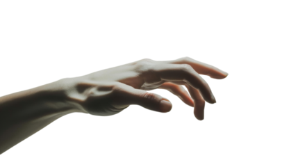 A hand wants to touch something on transparent background