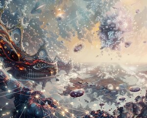 Captivating Molecular Landscape of Interconnected Digital Geometry and Swirling Data