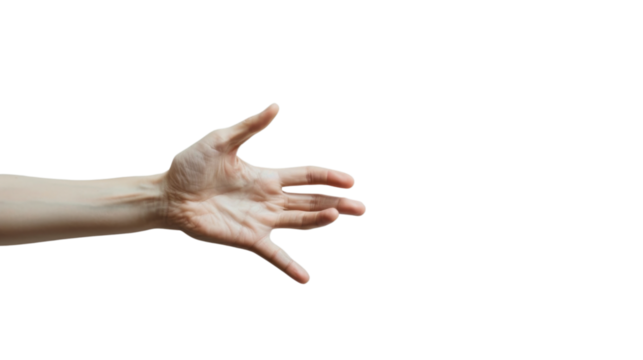 A hand wants to touch something on transparent background