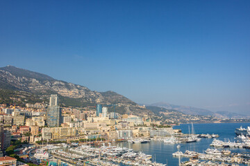 Obraz premium Panoramic view of Monte Carlo marina and cityscape