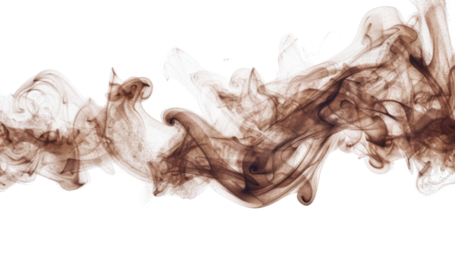 Abstract brown in splash, paint, brush strokes, on transparent background