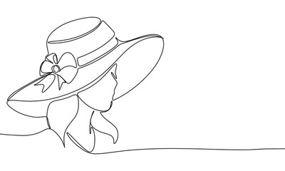 Fashion woman face silhouette one line line continuous. Line art woman portrait. Hand drawn vector art.