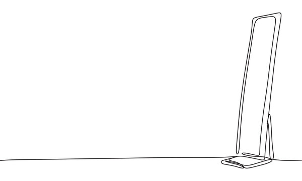 recommend clip art: Floor mirror one line line continuous. Line art mirror floor. Hand drawn vector art.