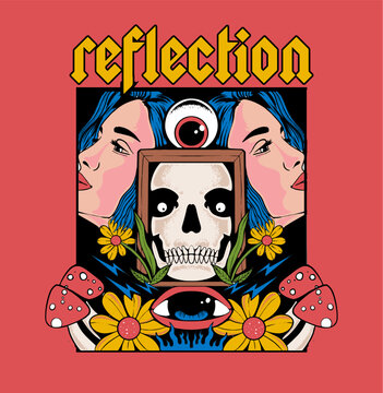 Reflection of Two Women With Skull Inside