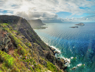 Fototapeta premium A hike tour to the Makapuu Light House Vista Point and the view to the coastline