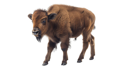 Fototapeta premium Bison buffalo baby on transparent background