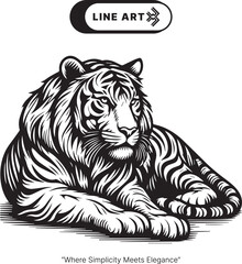 tiger illustration, Line art, Vector