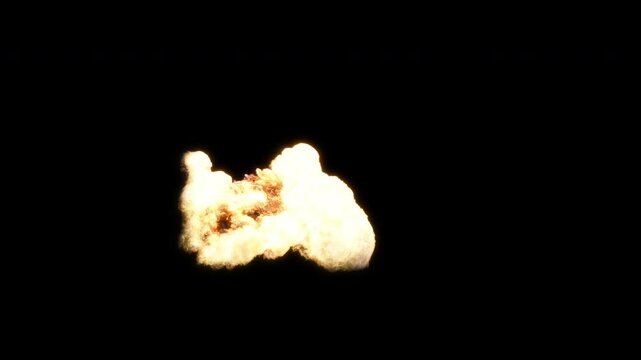 Military cannon, tank, battle ship muzzle flash with smoke and sparks, three speeds, including slow motion. 4k 30p