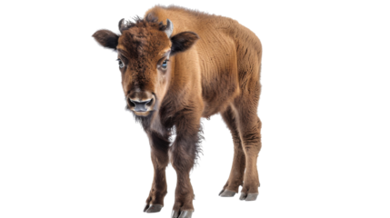 Bison buffalo baby on  transparent background