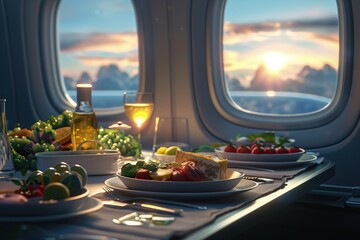 Flight meal of the private jet airplane